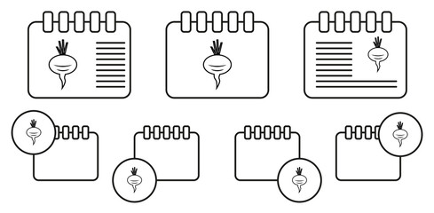 Radish vector icon in calender set illustration for ui and ux, website or mobile application