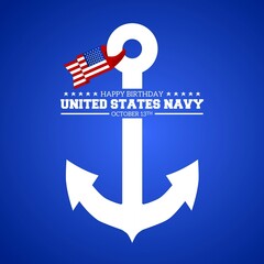 Birthday navy day theme symbol icon. Vector illustration. Suitable for Poster, Banners, campaign and greeting card. 