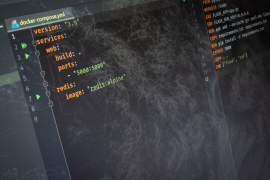 Docker compose Hello World code on screen