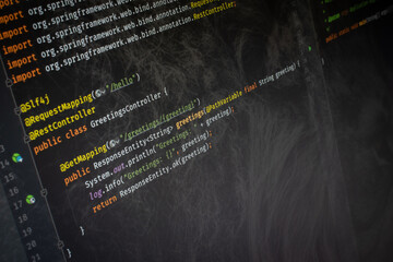 Spring Boot Java Hello World code on screen