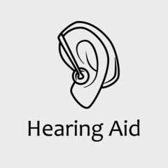 Vector Black and White Behind the Ear (BTE) Hearing Aid Service Icon. Great for health services, accessibility and advertisement assisted technologies.