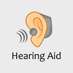 Vector Colored Behind the Ear Hearing Aid (BTE) Service Icon. Great for health services, accessibility and advertisement of assisted technologies.
