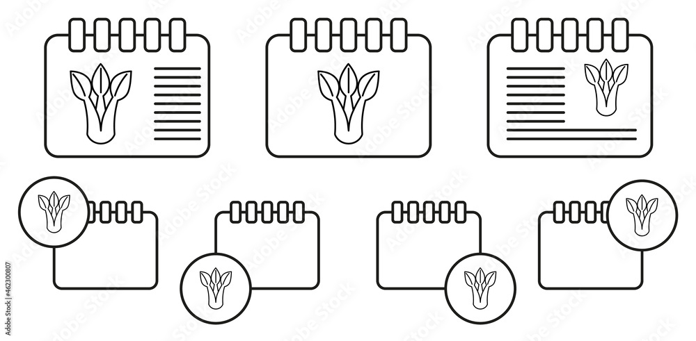 Poster spinach leaves vector icon in calender set illustration for ui and ux, website or mobile application
