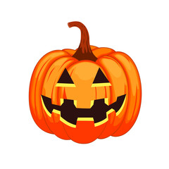 Pumpkin for Halloween isolated on white. Vector illustration.