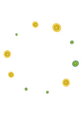 Bright Lemon Background White Vector. Citrus Levitation Illustration. Juicy Natural Lime. Green Dessert Set.