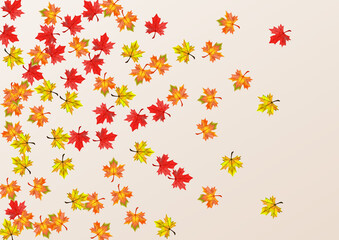 Colorful Leaves Background Beige Vector. Foliage Wallpaper Template. Green Bright Plant. Realistic Floral Illustration.