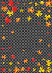 Golden Floral Background Transparent Vector. Foliage Celebrate Frame. Yellow Isolated Plant. November Leaves Card.