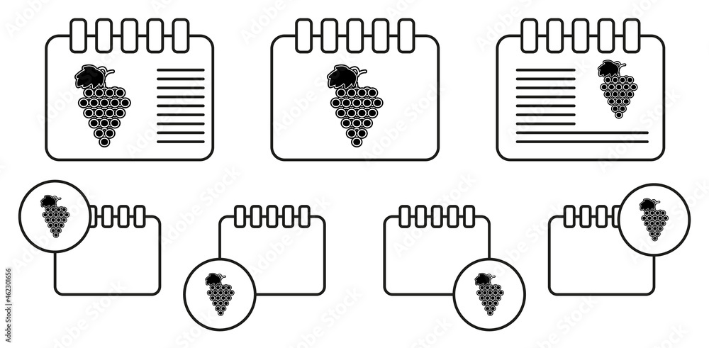 Poster label grapes vector icon in calender set illustration for ui and ux, website or mobile application