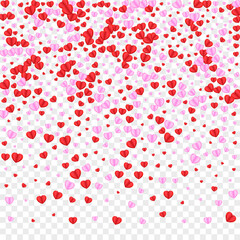 Pink Confetti Background Transparent Vector. Anniversary Texture Heart. Tender Cut Pattern. Red Confetti Folded Illustration. Violet Amour Frame.