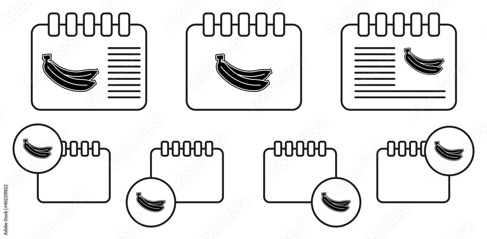Poster banana vector icon in calender set illustration for ui and ux, website or mobile application