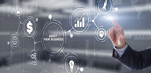 Boost your business on Virtual screen. Business Technology Internet and network concept