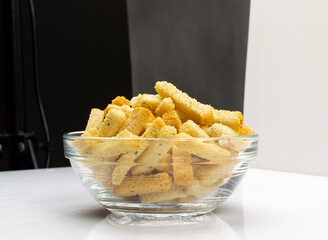 Crunchy Croutons, Bruschetta Crackers, Rusks or Small Fried Bread