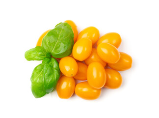 Long Plum Tomato Group Isolated, Fresh Small Cherry Tomatoes