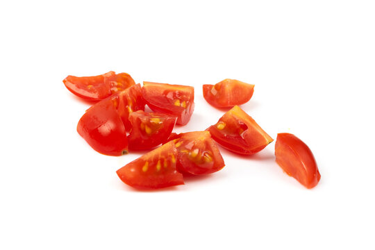 Long Plum Tomato Group Isolated, Fresh Small Cherry Tomatoes