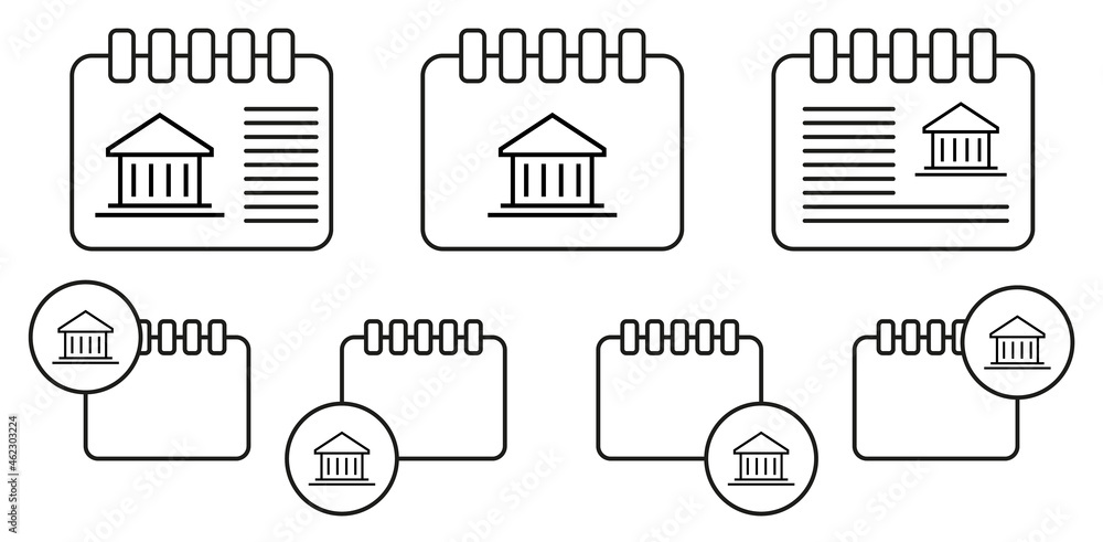 Poster banking, building vector icon in calender set illustration for ui and ux, website or mobile applicat