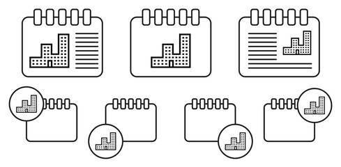 Building vector icon in calender set illustration for ui and ux, website or mobile application
