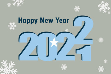 Fototapeta na wymiar New Year's card 2022. Depicted: an element of the flag of Somalia, a festive inscription and snowflakes. it can be used as a promotional poster, postcard, flyer, invitation, or website.