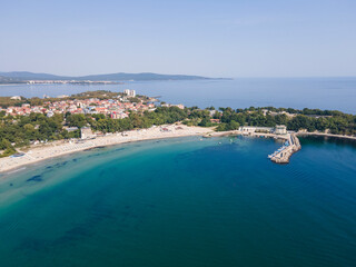 Naklejka na ściany i meble Aerial view of South Beach of town of Kiten, Bulgaria