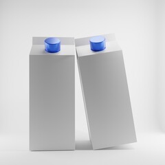 two blank white milk boxes on white  background for mockup