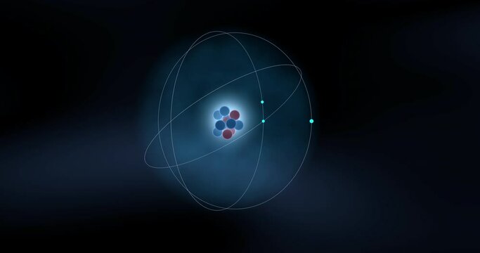 Atom structure with nucleus, atomic shell and orbiting electrons - 3d illustration