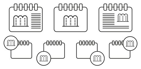 Building vector icon in calender set illustration for ui and ux, website or mobile application