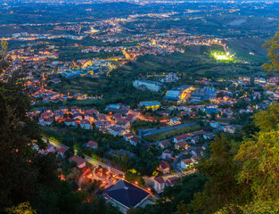 San Marino. Panoramic aerial view of the valley in the morning.