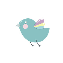 Funny little kawaii blue bird.