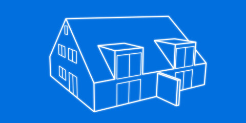 Entwurf für ein Doppelhaus aus der Gartenansicht, Architekt, Immobilie, Bauunternehmen, Wohnungsbau, Neubau, Planung