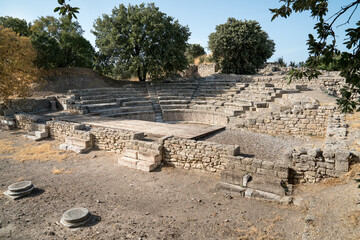 Amphitheater, the ruins (Remains) of the ancient Greek city of Troy (Troia) are in the...