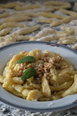 fresh pasta on the table, ravioles val vairata