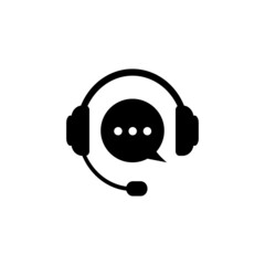 Support icon. Hotline support service with headphones vector icon