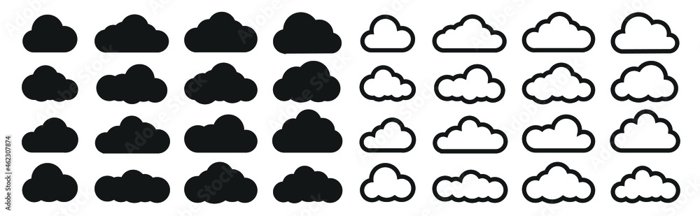 Poster cloud line vector icon. set of cloud line isolated signs or icon. abstract shape. linear graphic. cl