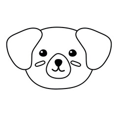 Vector flat cartoon hand drawn dog face head isolated on white background