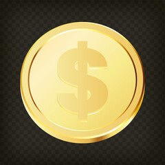 Golden money set. Set of rotating gold coins.
