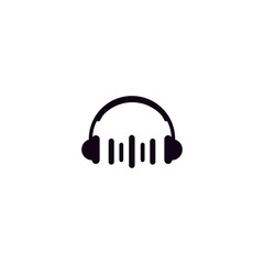 Sound wave logo design template. headphones icon on white background. Logo template vector design 