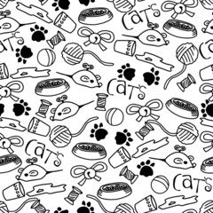 Cats Seamless Pattern for party, anniversary, birthday. Design for banner, poster, card, invitation and scrapbook
