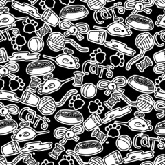 Cats Seamless Pattern for party, anniversary, birthday. Design for banner, poster, card, invitation and scrapbook
