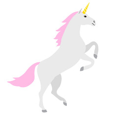Vector flat cartoon unicorn isolated on white background
