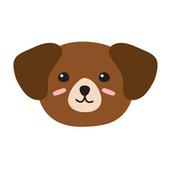 Vector flat cartoon hand drawn dog face head isolated on white background