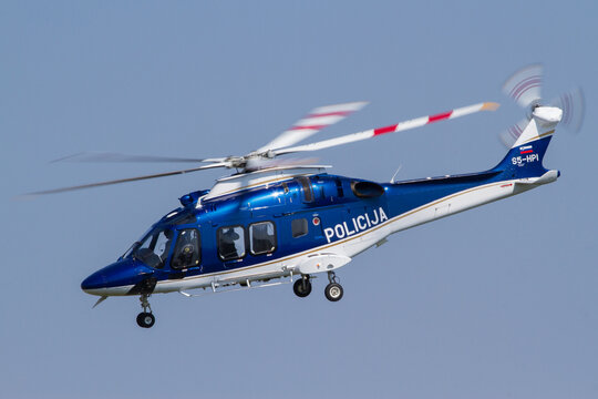 Slovenian police helicopter S5-HPI Leonardo Helicopter AW169 in the air	