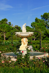 Pan fountain in the Rose Garden in the Retiro Park, Madrid, Spain