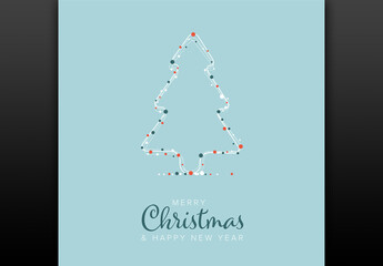 Merry Christmas Card with Christmas Tree Shape