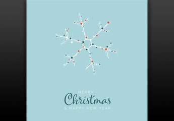 Merry Christmas Card with Snowflake Symbol