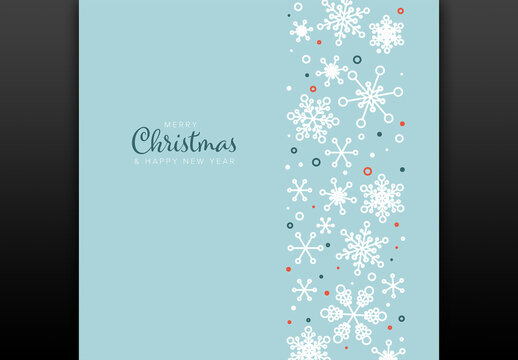 Merry Christmas Card with Minimalist Snowflakes Stripe