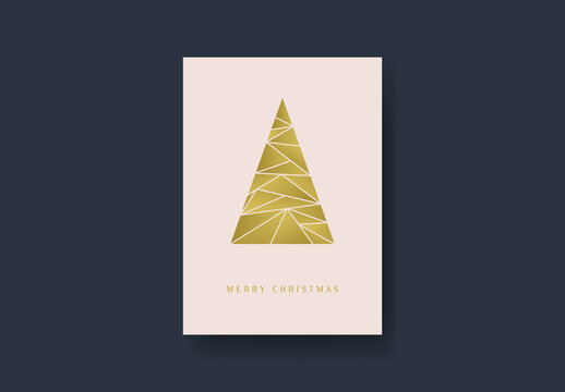 Golden Tree Light Christmas Card Layout
