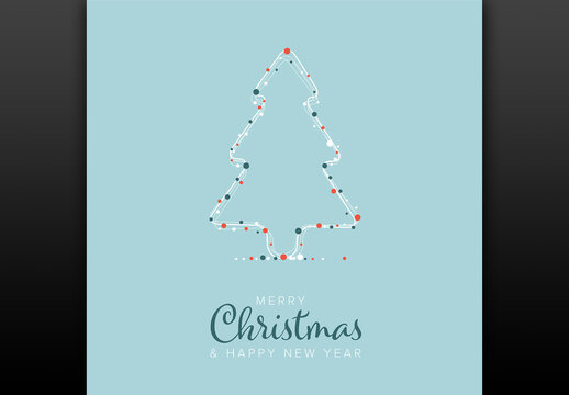 Merry Christmas Card with Christmas Tree Shape