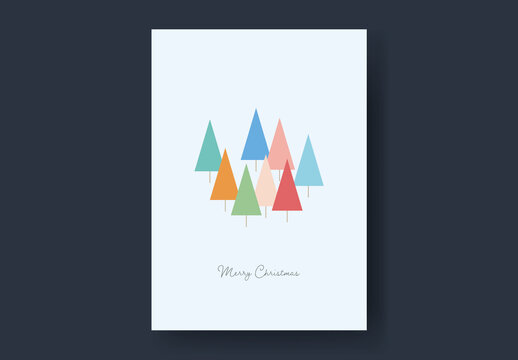 Colorful Trees Christmas Card Layout