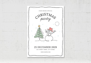 Christmas Flyer Card Printable with Snowman Christmas Tree
