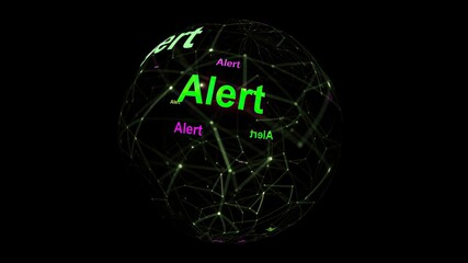Alert concept on rotating sphere