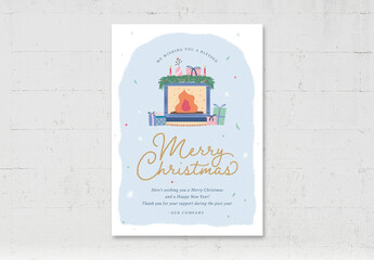 Christmas Greetings Card Flyer with Festive Scene